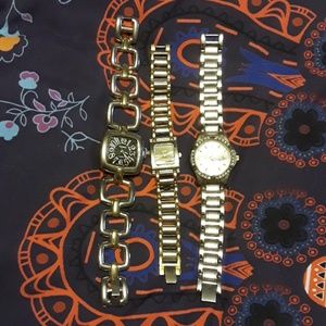 Lot of 3 silver and gold tone watches